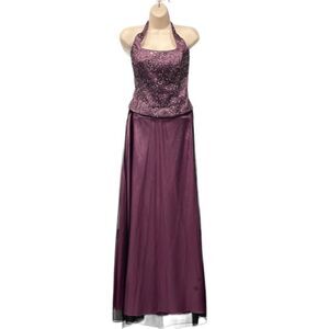 Blondie Nites by Jaslene Two-piece Evening‎ Gown Sz 11 Jr Purple Black Y2K
